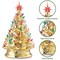 Casafield Hand Painted Ceramic Christmas Tree, Gold 15-Inch Pre-Lit Tree with 128 Multi Color Lights and 2 Star Toppers